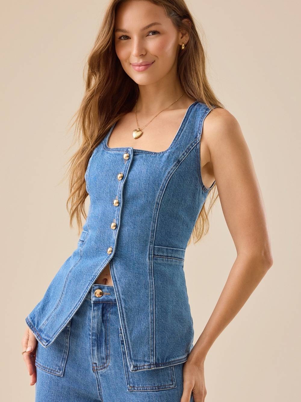 NWT ALTARD STATE LYRA DENIM VEST SIZE LARGE